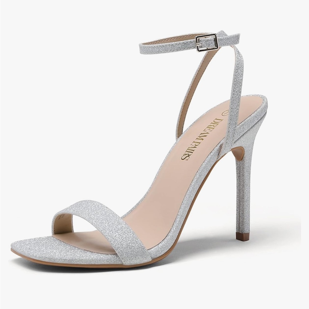 Silver Glitter High Heel Sandals